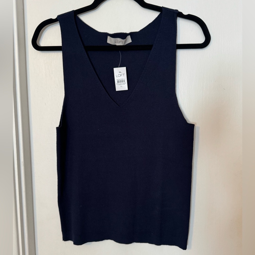 NWT LOFT Women's Navy Sleeveless Top size XL